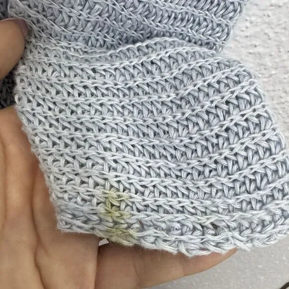 Vince Womens V Neck Open Knit Linen Sweater Size M Light Blue Old Money Beachy - Picture 3 of 6